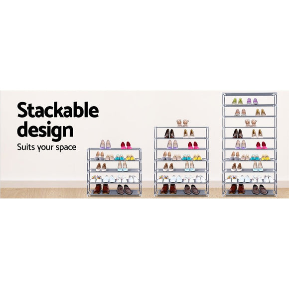 Artiss Shoe Rack Cabinet Stackable 10 - Tier Grey - RnR Galore