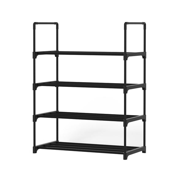 Artiss Shoe Rack Cabinet Stackable 4 - tier 12 Pairs Black - RnR Galore