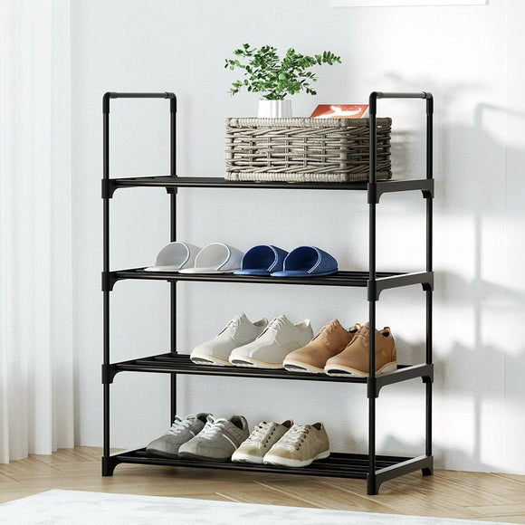 Artiss Shoe Rack Cabinet Stackable 4 - tier 12 Pairs Black - RnR Galore