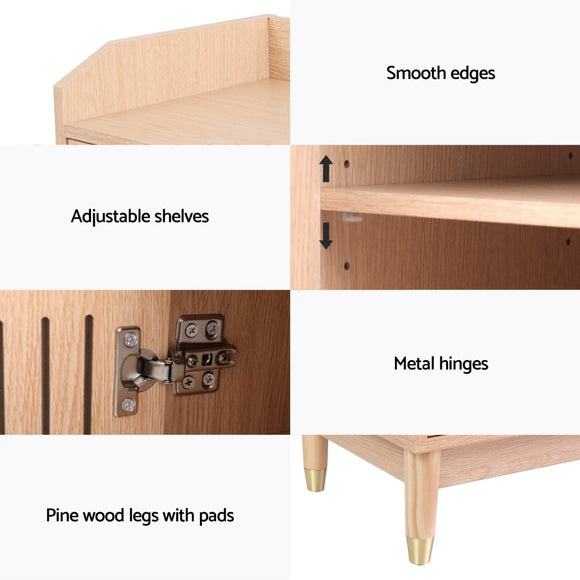 Artiss Shoe Rack Cabinet with Shelves 26 Pairs Pine - RnR Galore