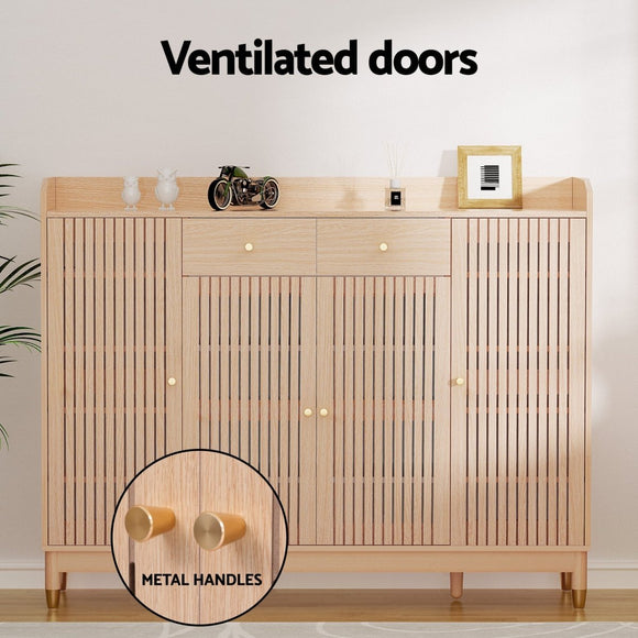 Artiss Shoe Rack Cabinet with Shelves 26 Pairs Pine - RnR Galore