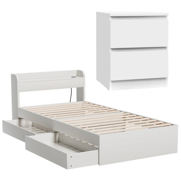 Artiss Single Bed Frame and Bedside Table - RnR Galore