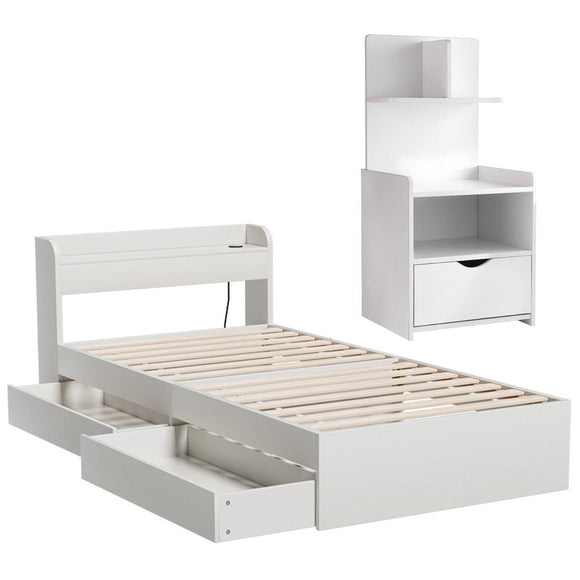 Artiss Single Bed Frame with Charging Ports and Bedside Table - RnR Galore