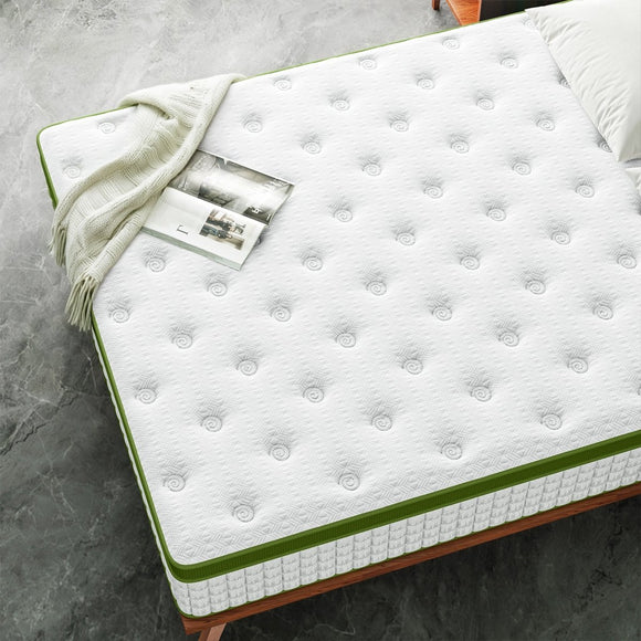 Artiss Single Bed Frame with Hybrid Mattress Set 30cm Medium Firm Platform Headboard Boucle Upholstered Pocket Coil for Pressure Relief - RnR Galore