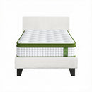 Artiss Single Bed Frame with Hybrid Mattress Set 30cm Medium Firm Platform Headboard Boucle Upholstered Pocket Coil for Pressure Relief - RnR Galore