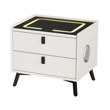 Artiss Smart Bedside Table 2 Drawers with Wireless Charging Ports LED White AIKA - RnR Galore