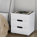 Artiss Smart Bedside Table 3 Drawers with Wireless Charging Ports LED White ADAD - RnR Galore