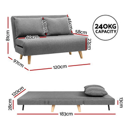 Artiss Sofa Bed 2 Seater Convertible Couch Recliner Lounge Chair Linen - RnR Galore