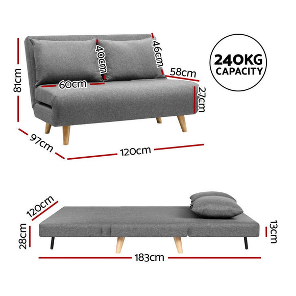 Artiss Sofa Bed 2 Seater Convertible Couch Recliner Lounge Chair Linen - RnR Galore