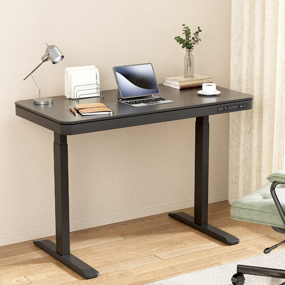 Artiss Standing Desk Motorised Electric Dual Motor Drawer 120CM Black - RnR Galore