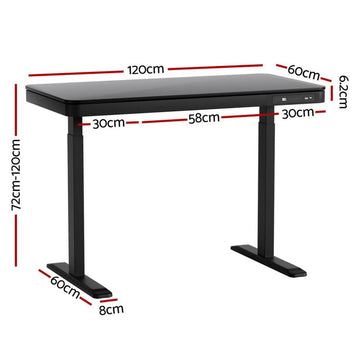 Artiss Standing Desk Motorised Electric Dual Motor Drawer 120CM Black - RnR Galore