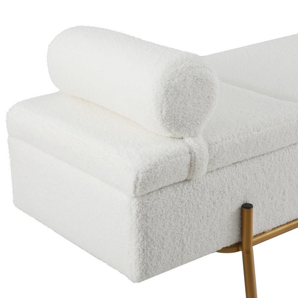 Artiss Storage Ottoman Bed 140cm Pillow Boucle Fabric - RnR Galore