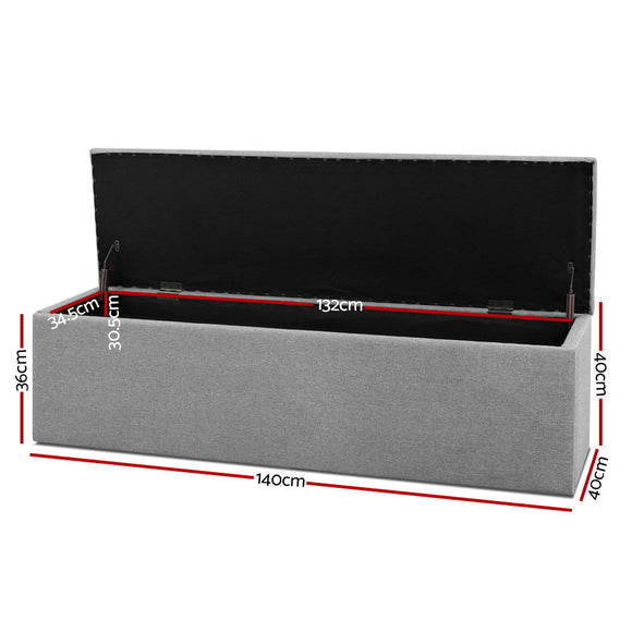 Artiss Storage Ottoman Blanket Box 140cm Linen Grey - RnR Galore