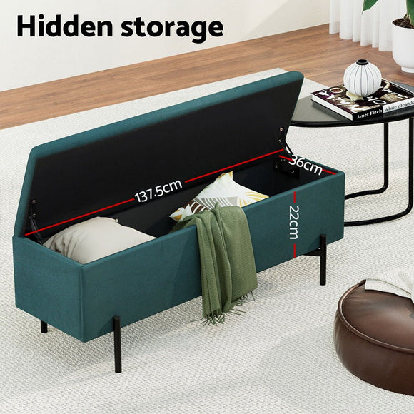 Artiss Storage Ottoman Blanket Box 140cm Velvet Green - RnR Galore