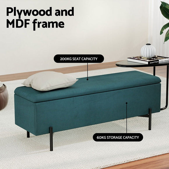 Artiss Storage Ottoman Blanket Box 140cm Velvet Green - RnR Galore