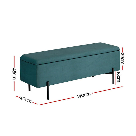 Artiss Storage Ottoman Blanket Box 140cm Velvet Green - RnR Galore