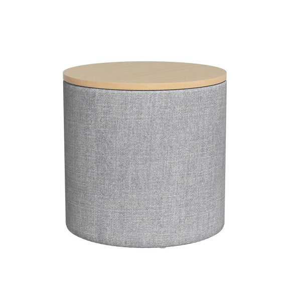 Artiss Storage Ottoman Blanket Box 40cm Linen Round Grey - RnR Galore