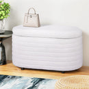 Artiss Storage Ottoman Blanket Box 87cm Boucle Fabric Oval - RnR Galore