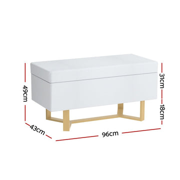 Artiss Storage Ottoman Blanket Box Criss - cross Linen White - RnR Galore