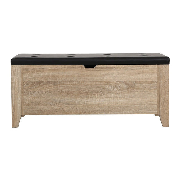 Artiss Storage Ottoman Blanket Box Leather Oak - RnR Galore