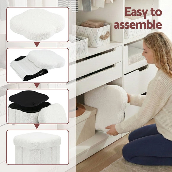Artiss Storage Ottoman Foot Stool Foldable White - RnR Galore