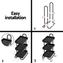 Artiss Storage Trolley Kitchen Cart 3 Tiers Rack Shelf Organiser Wheels Black - RnR Galore