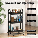 Artiss Storage Trolley Kitchen Cart 3 Tiers Rack Shelf Organiser Wheels Black - RnR Galore