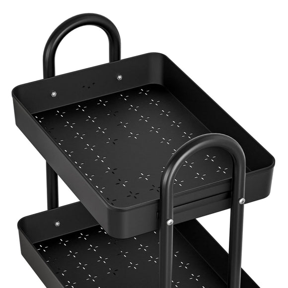Artiss Storage Trolley Kitchen Cart 3 Tiers Rack Shelf Organiser Wheels Black - RnR Galore