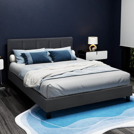 Artiss Tino Bed Frame Double Size Charcoal Fabric - RnR Galore