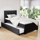 Artiss Trundle Bed Frame King Single Size Black Leather - RnR Galore