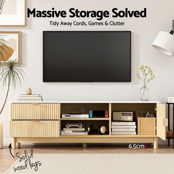 Artiss TV Unit & Coffee Table Set Storage Drawers Pine - RnR Galore