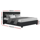 Artiss Vila Bed Frame Fabric Gas Lift Storage - Charcoal Queen - RnR Galore