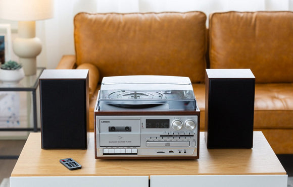 Audio Home Entertainment System (Brown) Turntable, CDs, Vinyl, Wireless Streaming & More - RnR Galore