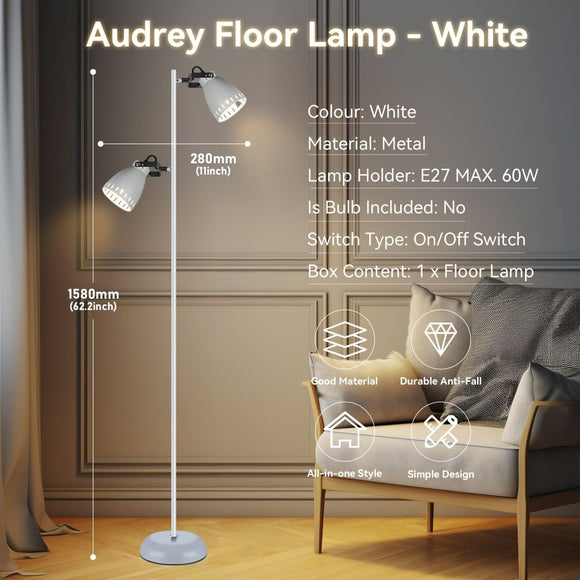 Audrey Floor Lamp - White - RnR Galore