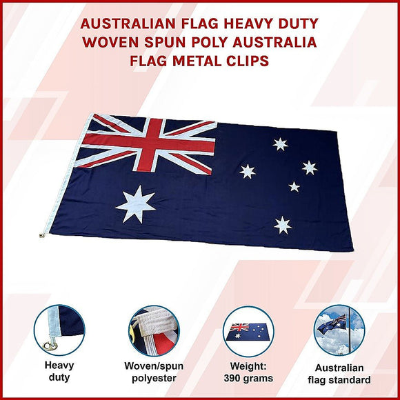 Australian Flag Heavy Duty Woven Spun Poly Australia Flag Metal Clips - RnR Galore