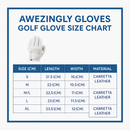 Awezingly Premium Quality Cabretta Leather Golf Glove for Men - White (L) - RnR Galore