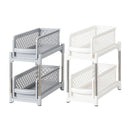 Bathroom Kitchen Sink Storage Rack Drawer Plastic Shelf Seasoning Holder - White - RnR Galore