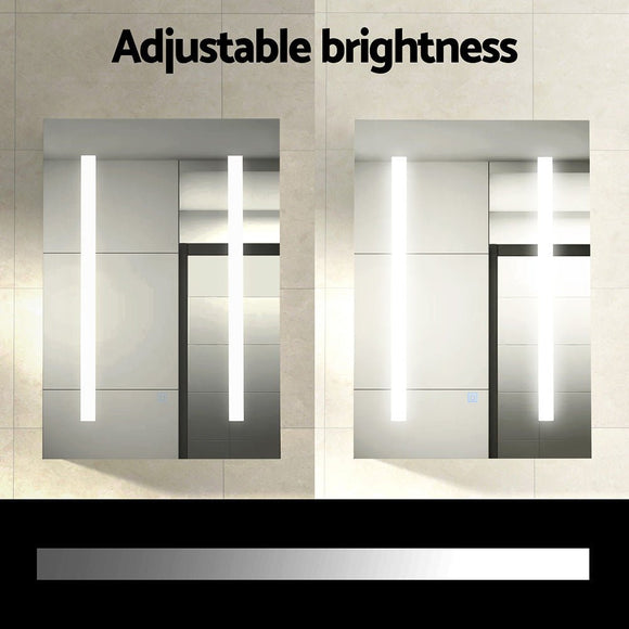 Bathroom Mirror Cabinet LED 500x720mm Medicine Wall Storage - RnR Galore