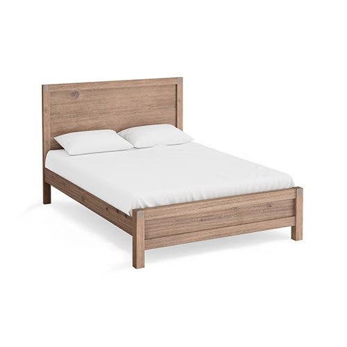 Bed Frame King Single Size in Solid Wood Veneered Acacia Bedroom Timber Slat in Oak - RnR Galore