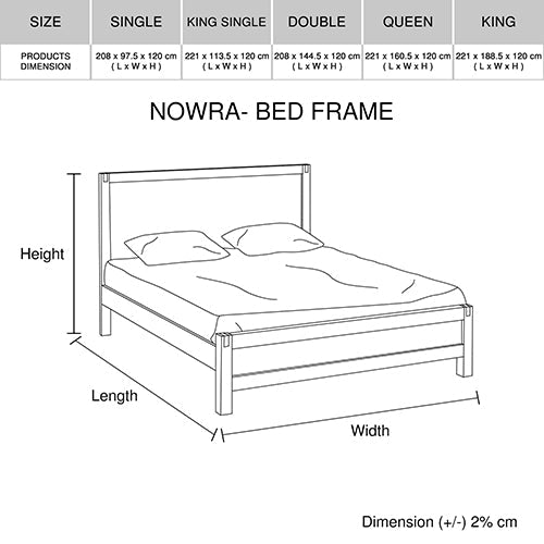 Bed Frame King Size in Solid Wood Veneered Acacia Bedroom Timber Slat in Oak - RnR Galore