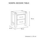 Bedside Table 2 drawers Night Stand Solid Wood Acacia Oak Colour - RnR Galore