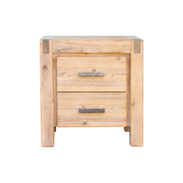 Bedside Table 2 drawers Night Stand Solid Wood Acacia Oak Colour - RnR Galore