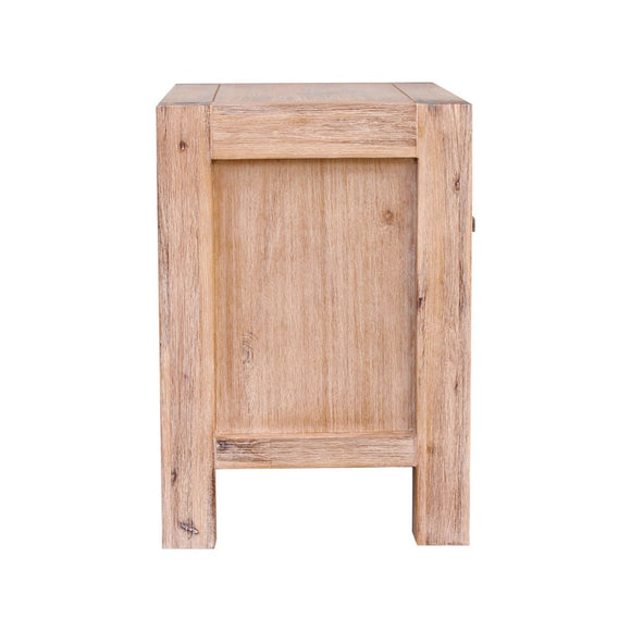 Bedside Table 2 drawers Night Stand Solid Wood Acacia Oak Colour - RnR Galore