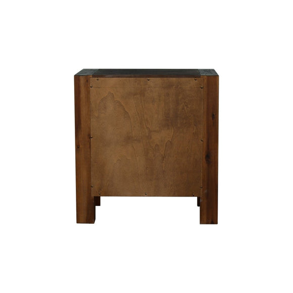 Bedside Table 2 drawers Night Stand Solid Wood Acacia Storage in Chocolate Colour - RnR Galore