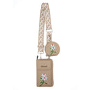 Beige Chic Floral Embroidered 2 - in - 1 Crossbody Phone Bag with Coin Purse - RnR Galore