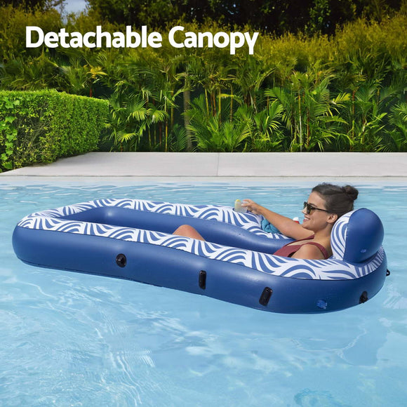 Bestway Inflatable Floating Float Lounger with Sunshade Canopy 1.98Mx1.12M Blue - RnR Galore