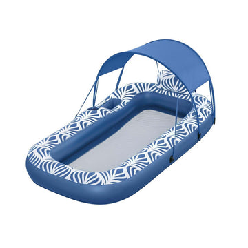Bestway Inflatable Floating Float Lounger with Sunshade Canopy 1.98Mx1.12M Blue - RnR Galore