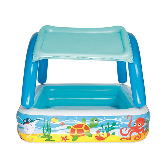 Bestway Kids Pool 140x140x114cm Inflatable Swimming w/ Canopy Play Pools 265L - RnR Galore