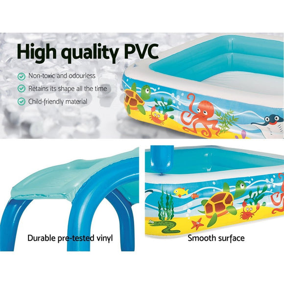 Bestway Kids Pool 140x140x114cm Inflatable Swimming w/ Canopy Play Pools 265L - RnR Galore