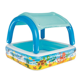 Bestway Kids Pool 140x140x114cm Inflatable Swimming w/ Canopy Play Pools 265L - RnR Galore